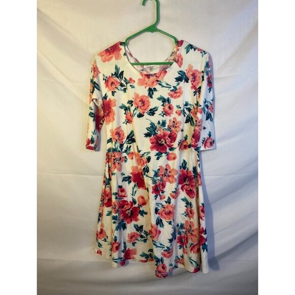 Chris & Carol Womens Size Small White Pink Floral Romantic Dress Fit Flare - Picture 1 of 2
